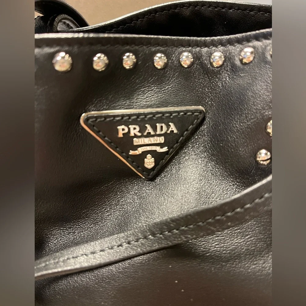 Prada Studded Calf Bucket Bag - Picture 6 of 16